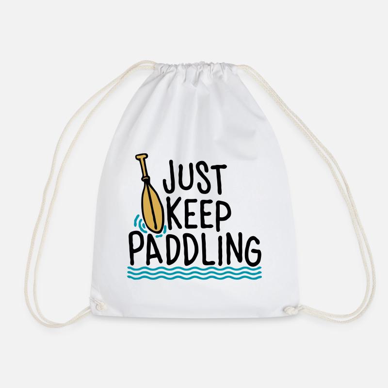 Just Keep Paddling - Drawstring Bag - white