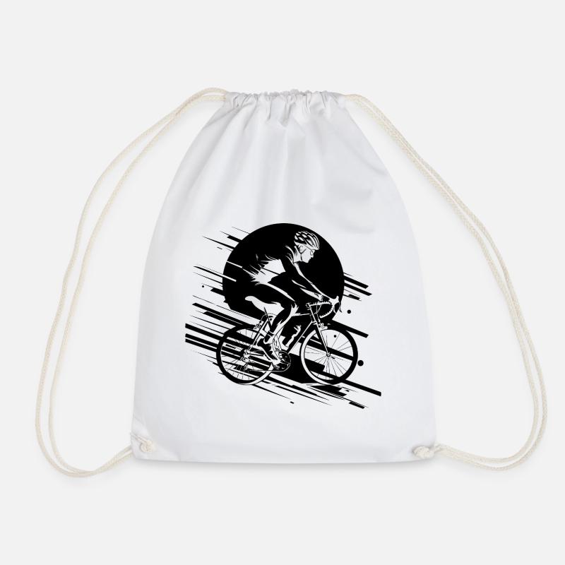 Cyclist Drawing - Drawstring Bag - white