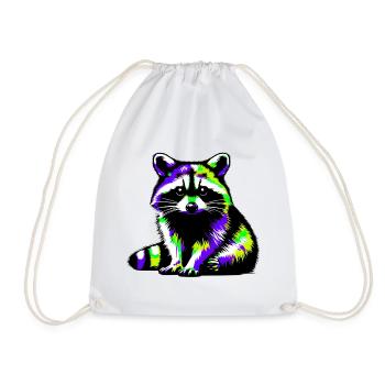 Raccoon - Drawstring Bag - white - Front