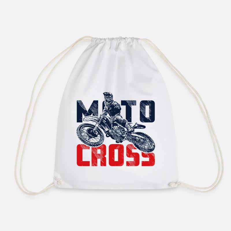 Jumping Motocross Rider - Drawstring Bag - white