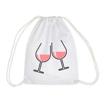 2 Rosé Wine Glasses (Cheers / Bulbous / Open / 2C) - Drawstring Bag - white - Front