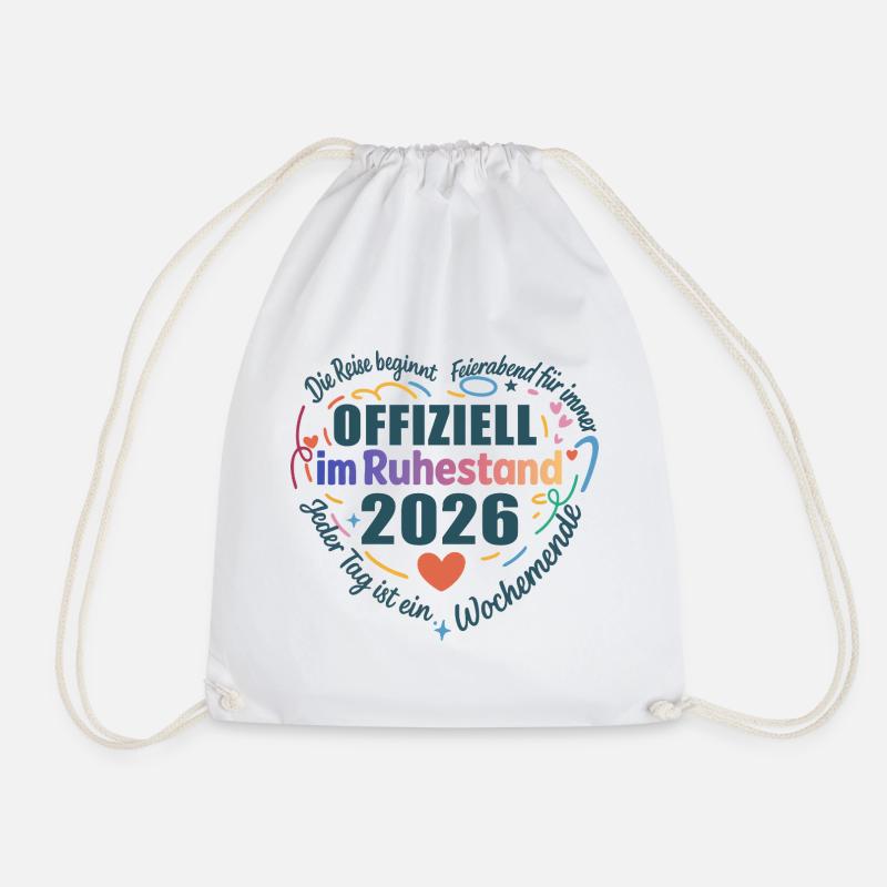 Offiziell im Ruhestand 2026 Herzdesign - Turnbeutel - Weiß