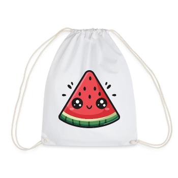 Kawaii Watermelon Slice - Drawstring Bag - white - Front