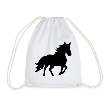 Horses Silhouettes T-shirt Gift Rider - Drawstring Bag - white - Front