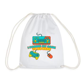 I Paused My Game to Be Here – Funny Gamer Design - Drawstring Bag - white - Front