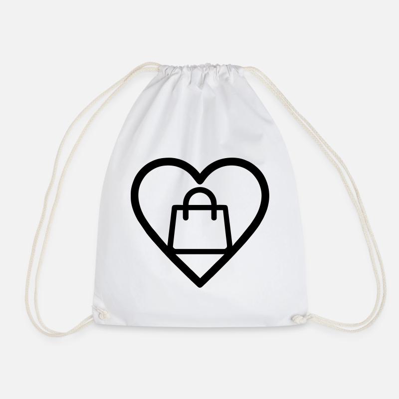 Heart + Shopping – Shopping Lover - Drawstring Bag - white