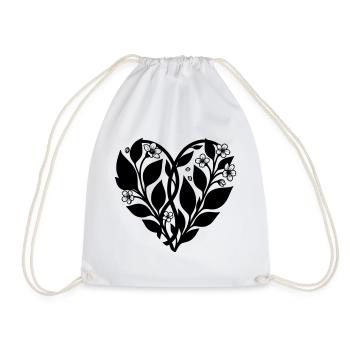 Cœur avec vigne fleurie - Silhouette - Sac de sport léger - blanc - Devant