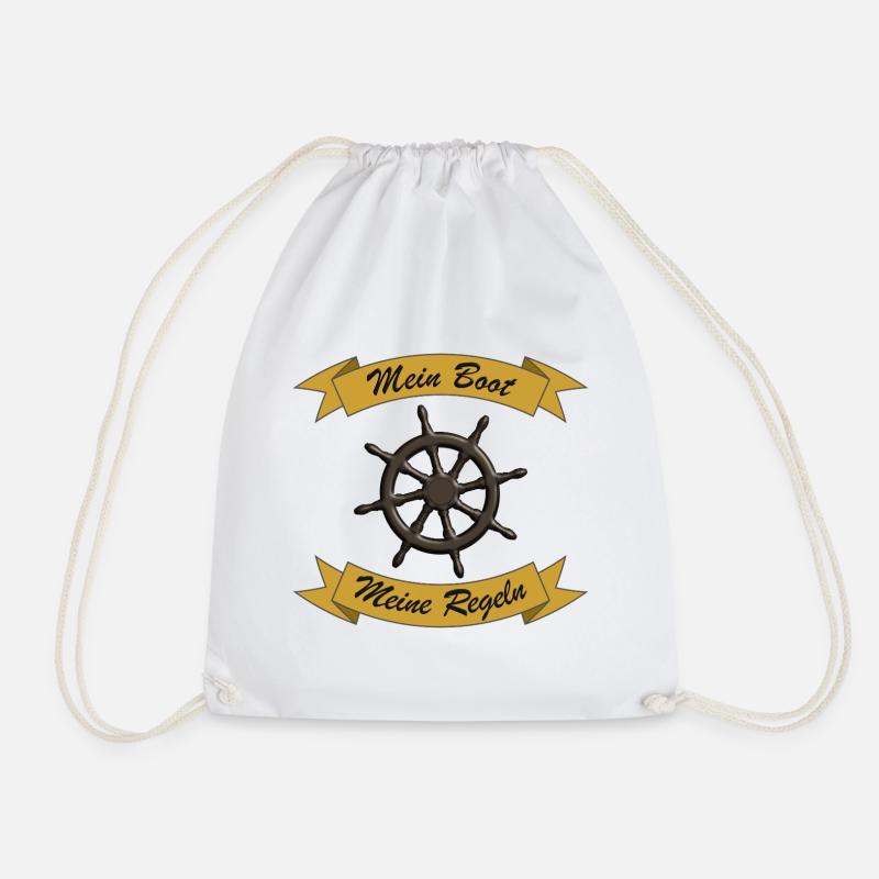 My Boat, My Rules - Skipper Fun Gift - Drawstring Bag - white