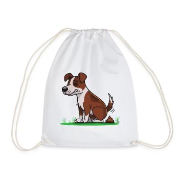 Chien assis avec des pets de dessin animé - Sac de sport léger - blanc - Devant