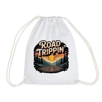 Road Trippin Retro Vintage Sunset Adventure - Drawstring Bag - white - Front