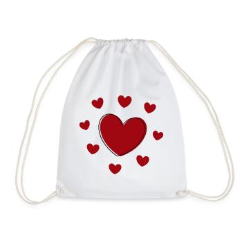 red heart red gift valentine's day - Drawstring Bag - white - Front