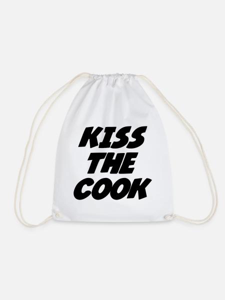 Kisses the Cook - Kitchen - Drawstring Bag - white