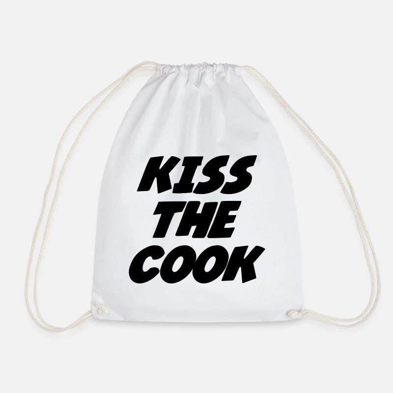 Kisses the Cook - Kitchen - Drawstring Bag - white