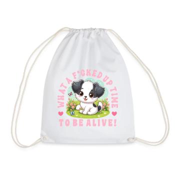 Funny Black Humor Dogs Design - Drawstring Bag - white - Front