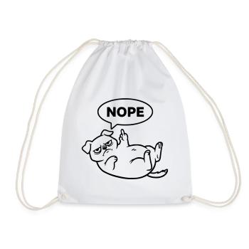 Pug Dog Middle Finger No - Drawstring Bag - white - Front