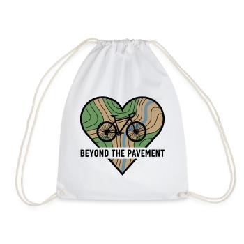 Beyond The Pavement Gravel Bike Heart - Drawstring Bag - white - Front