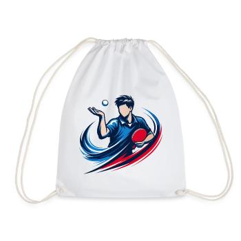 Table Tennis Serve Shirt Ping Pong Player - Drawstring Bag - white - Front