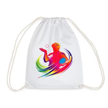 Tischtennis Shirt Neon Ping Pong Spieler  - Turnbeutel - Weiß - Vorne