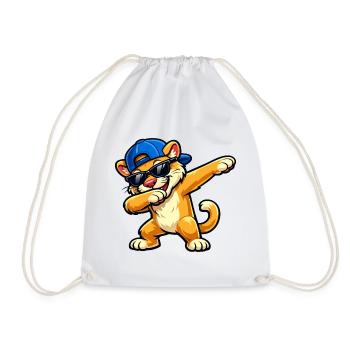 Dabbing Cougar - Drawstring Bag - white - Front