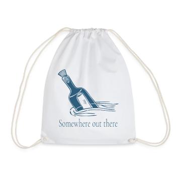 Somewhere Out There Bottle Message Design - Drawstring Bag - white - Front