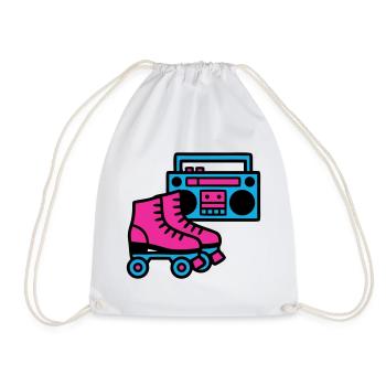 Rollschuhe Boombox 80er Retro - Turnbeutel - Weiß - Vorne