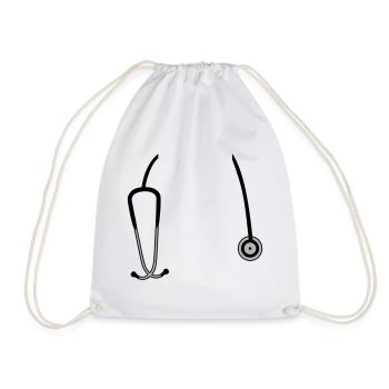stethoscope - Drawstring Bag - white - Front