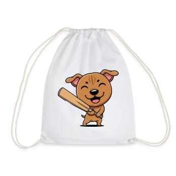 Chiot de dessin animé de baseball mignon - Sac de sport léger - blanc - Devant