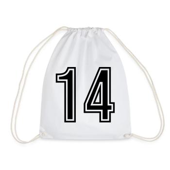 14 Number Symbol - Drawstring Bag - white - Front