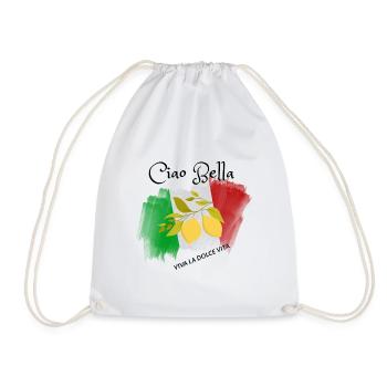 Lemon Branch in Italian Flag - Drawstring Bag - white - Front
