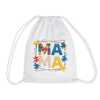 Partie du puzzle MAMA Autisme Cœur Pièces colorées du puzzle - Sac de sport léger - blanc - Devant