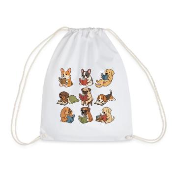Süße Hunde, die Bücher lesen, Bücherliebhaber-T-Shirt - Turnbeutel - Weiß - Vorne