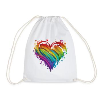 CSD LGBT Regenbogen LGBTQ Herz Pride Just Love - Turnbeutel - Weiß - Vorne