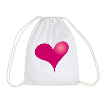 Heart II, Full Color Tee Design - Drawstring Bag - white - Front