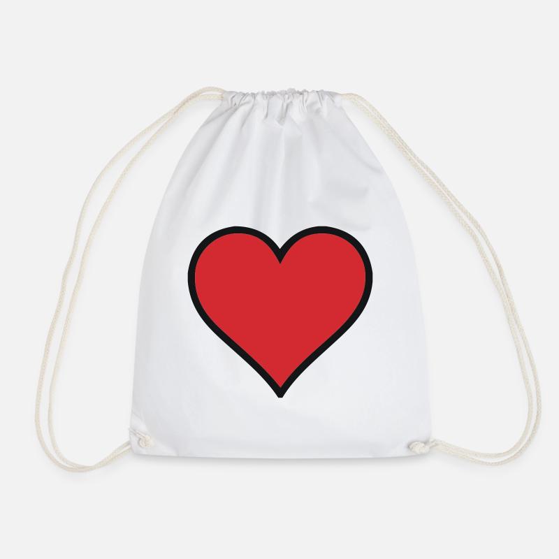 Heart - Drawstring Bag - white