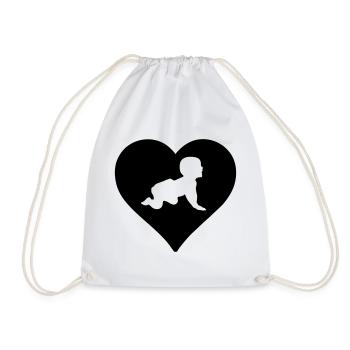 Herz für Babies Baby Geburt Kind Geschenk - Turnbeutel - Weiß - Vorne