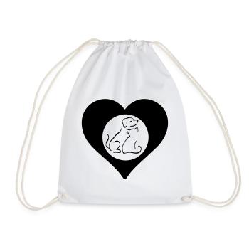 Herz voller Tierliebe / Animal Heart - Drawstring Bag - white - Front