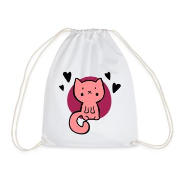 little kitty - Drawstring Bag - white - Front