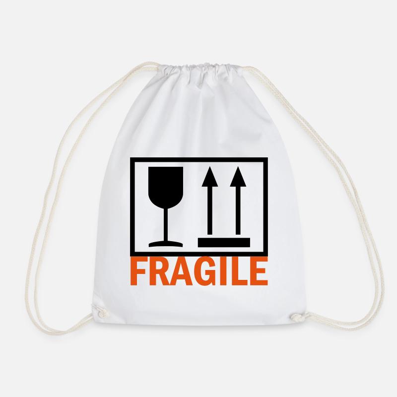 FRAGILE - Drawstring Bag - white