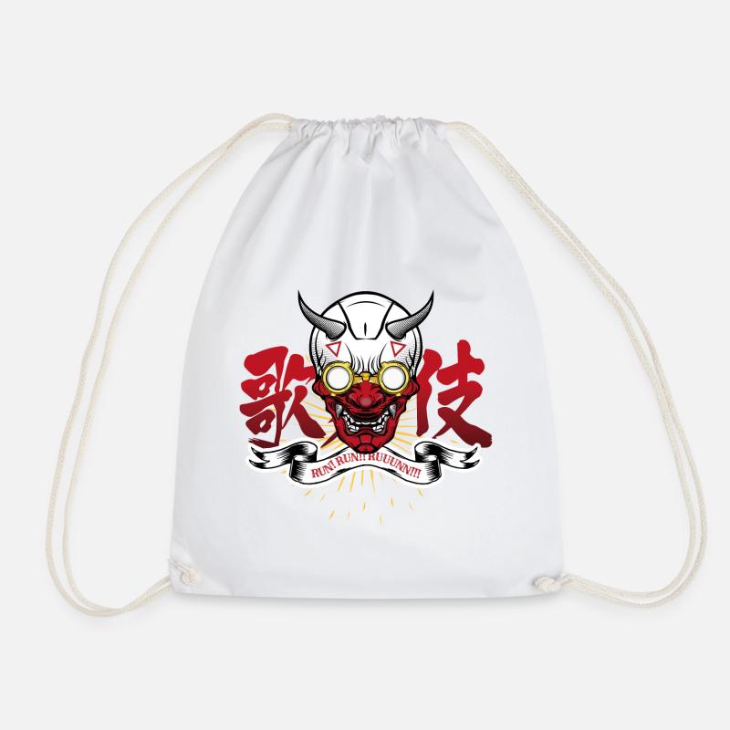 Golden Oni with Glasses and Rays - Drawstring Bag - white