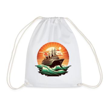 Cruise Ship Retro Vintage color 2 - Drawstring Bag - white - Front