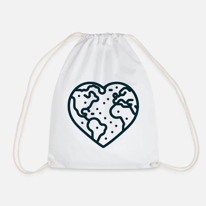Heart-Shaped Earth - Drawstring Bag - white
