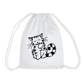 Cartoon Kitten - Drawstring Bag - white - Front