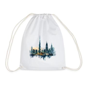 Dubaï, Skyline, Été, Soleil, Palmiers, Plage, Mer - Sac de sport léger - blanc - Devant