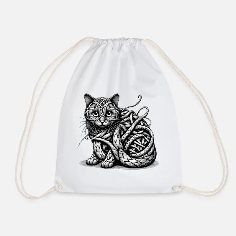 Cat Art - Drawstring Bag - white
