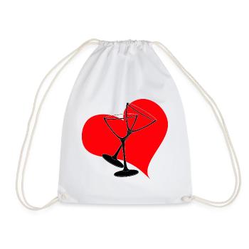 Cheers to Love - Heart Glasses Wedding - Drawstring Bag - white - Front