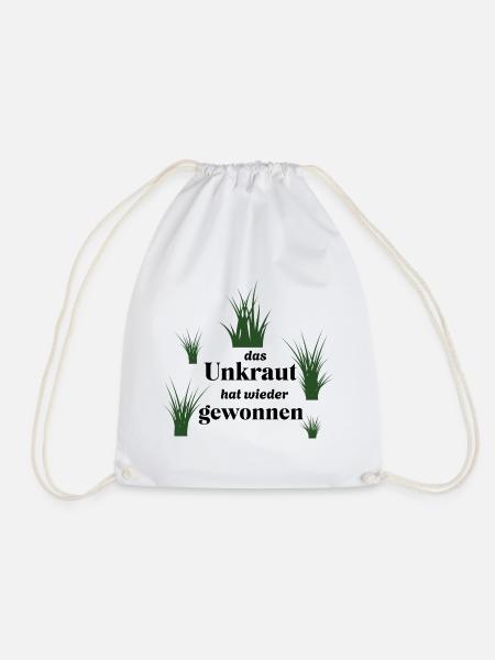Unkraut - lustiger Spruch über Gartenarbeit/Garten - Turnbeutel - Weiß
