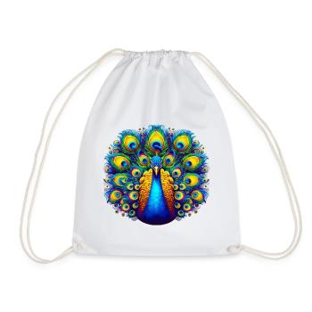 Peacock - Drawstring Bag - white - Front