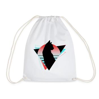 Katze Neon Geometrisch Silhouette Umriss Bunt - Turnbeutel - Weiß - Vorne