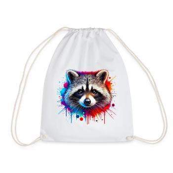Raccoon - Drawstring Bag - white - Front