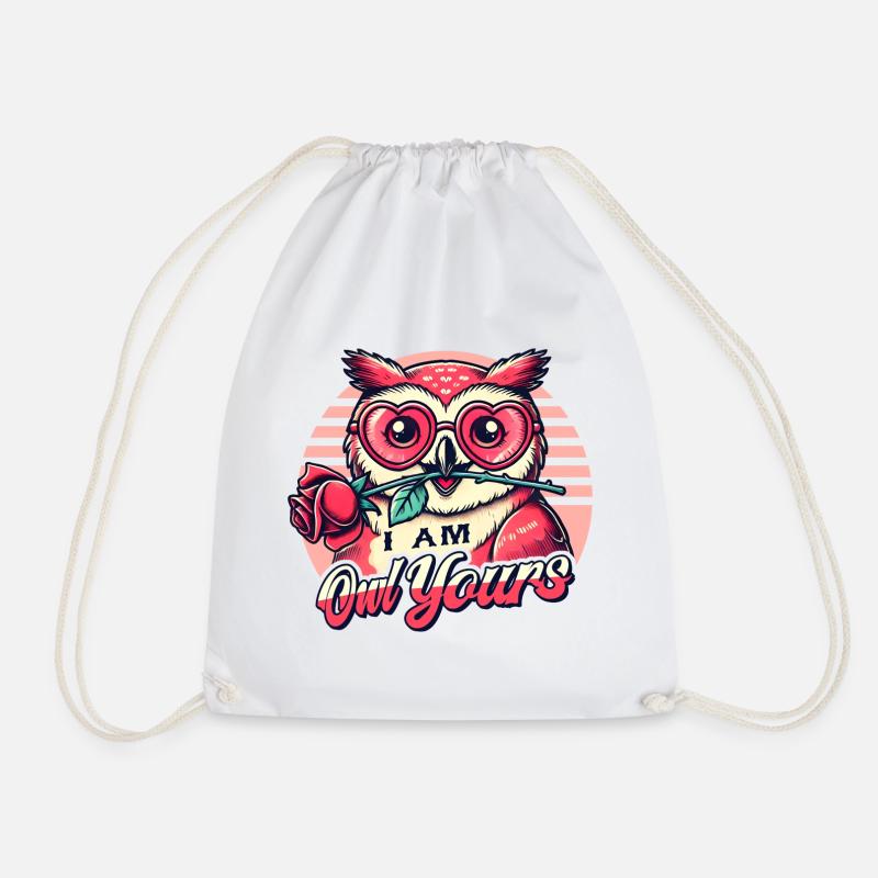 Verliebte Retro-Eule - Süßes Valentinstag Design - Turnbeutel - Weiß